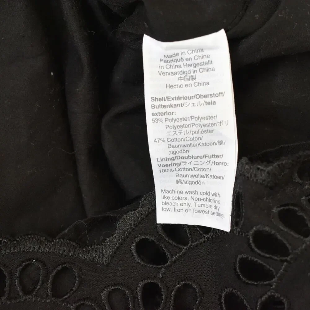 J.Crew Embroidered Eyelet Bell Sleeve Shift Dress Black 00 Mini Scallop NWT